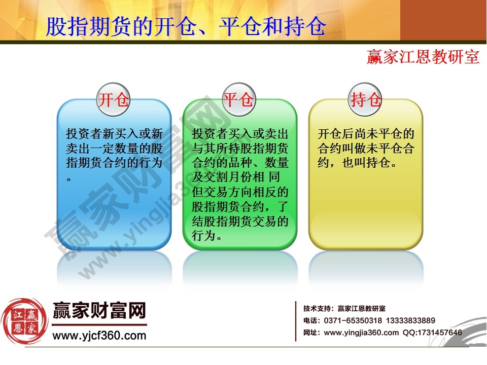 股指期貨的開倉、平倉和持倉